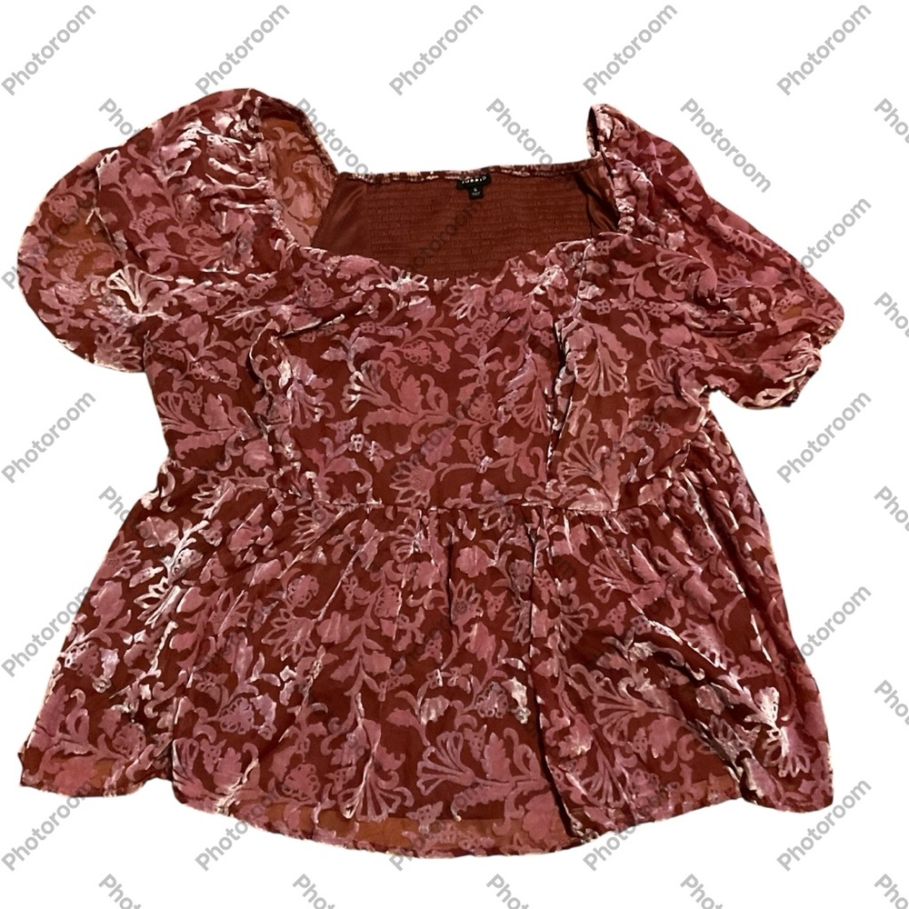 Torrid Red Ruffled Peplum Blouse Short Sleeve‎
